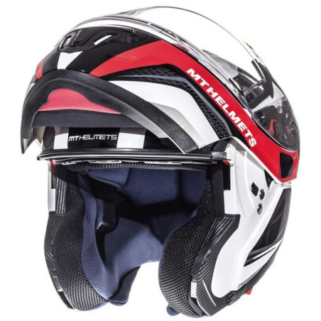 Casco MT Helmets apribile Atom SV Tarmac bianco, nero e rosso Casco MT Helmets apribile Atom SV Tarmac bianco, nero e rosso