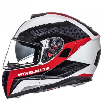 Casco MT Helmets apribile Atom SV Tarmac bianco, nero e rosso