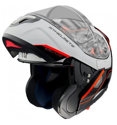 Casco MT Helmets apribile Atom SV Opened bianco, nero e rosso fluo Casco MT Helmets apribile Atom SV Opened bianco, nero e rosso fluo