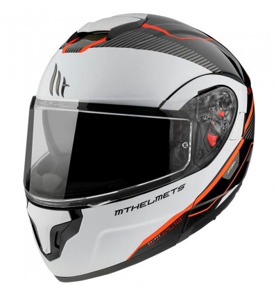 Casco MT Helmets apribile Atom SV Opened bianco, nero e rosso fluo Casco MT Helmets apribile Atom SV Opened bianco, nero e rosso fluo