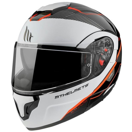 Casco MT Helmets apribile Atom SV Opened bianco, nero e rosso fluo Casco MT Helmets apribile Atom SV Opened bianco, nero e rosso fluo