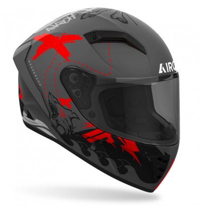 Casco integrale Airoh Connor Desperado grigio e arancio opaco Casco integrale Airoh Connor Desperado grigio e arancio opaco