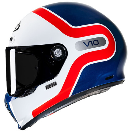Casco HJC V10 Grape MC21 bianco, rosso e blu Casco HJC V10 Grape MC21 bianco, rosso e blu