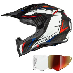 Casco Nexx X.WRL Carbon Atika bianco, rosso e blu