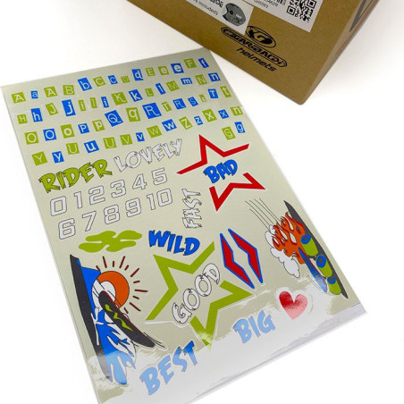 Casco da bambino Gary G01 bianco opaco con adesivi Casco da bambino Gary G01 bianco opaco con adesivi