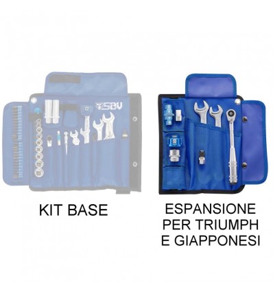 Set attrezzi aggiuntivo SBV per moto Triumph e giapponesi Set attrezzi aggiuntivo SBV per moto Triumph e giapponesi