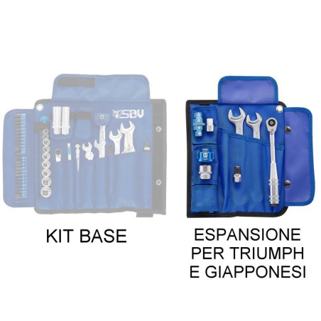 Set attrezzi aggiuntivo SBV per moto Triumph e giapponesi Set attrezzi aggiuntivo SBV per moto Triumph e giapponesi