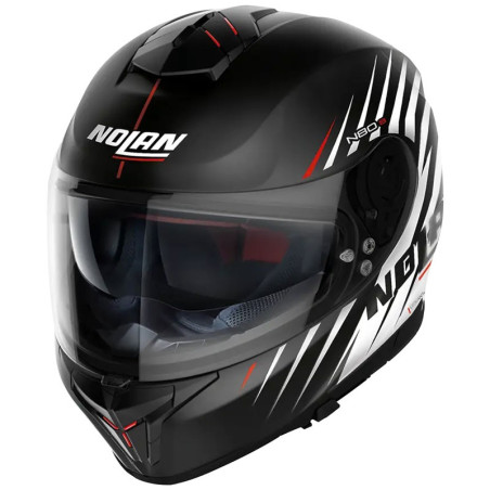 Casco Nolan N80.8 Kosmos N-Com nero opaco, bianco e rosso Casco Nolan N80.8 Kosmos N-Com nero opaco, bianco e rosso