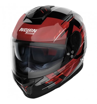 Casco Nolan N80.8 Meteor N-Com nero e rosso scuro