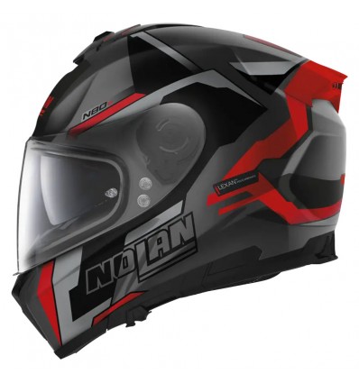 Casco Nolan N80.8 Wanted N-Com nero opaco, grigio e rosso Casco Nolan N80.8 Wanted N-Com nero opaco, grigio e rosso