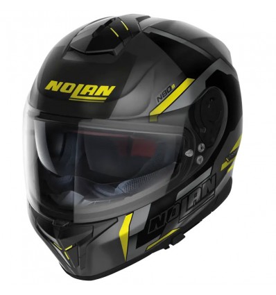 Casco Nolan N80.8 Wanted N-Com nero opaco, grigio e giallo