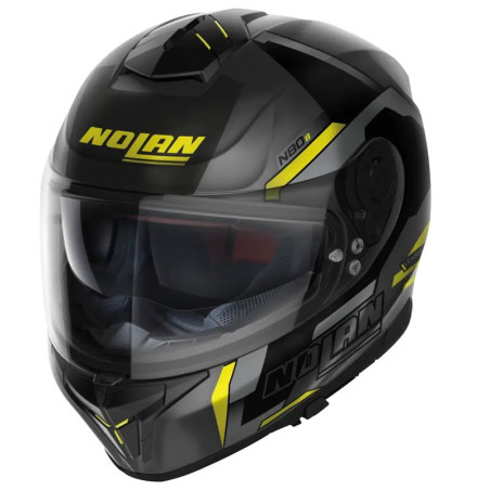 Casco Nolan N80.8 Wanted N-Com nero opaco, grigio e giallo Casco Nolan N80.8 Wanted N-Com nero opaco, grigio e giallo