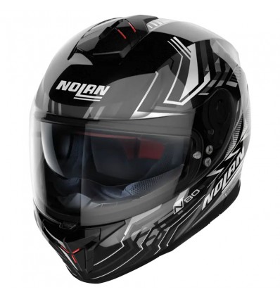 Casco Nolan N80.8 Turbolence N-Com nero lucido e bianco