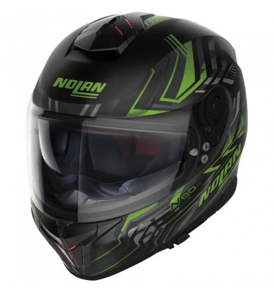 Casco Nolan N80.8 Turbolence N-Com nero opaco e verde