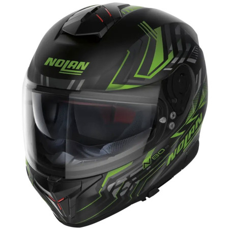 Casco Nolan N80.8 Turbolence N-Com nero opaco e verde Casco Nolan N80.8 Turbolence N-Com nero opaco e verde
