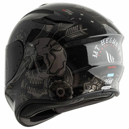 Casco integrale MT Helmets Targo Dagger E1 nero lucido e argento Casco integrale MT Helmets Targo Dagger E1 nero lucido e argento