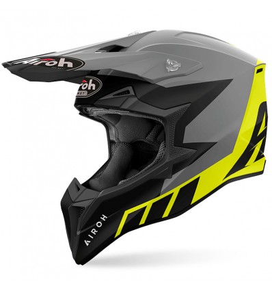 Casco Airoh enduro Wraaap Reloaded grigio e giallo opaco