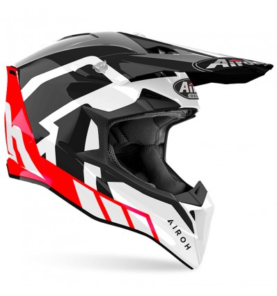 Casco Airoh enduro Wraaap Reloaded bianco, nero e rosso Casco Airoh enduro Wraaap Reloaded bianco, nero e rosso