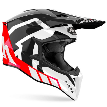 Casco Airoh enduro Wraaap Reloaded bianco, nero e rosso Casco Airoh enduro Wraaap Reloaded bianco, nero e rosso