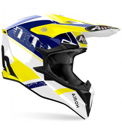 Casco Airoh enduro Wraaap Feel giallo e blu Casco Airoh enduro Wraaap Feel giallo e blu