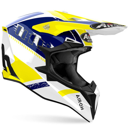 Casco Airoh enduro Wraaap Feel giallo e blu Casco Airoh enduro Wraaap Feel giallo e blu