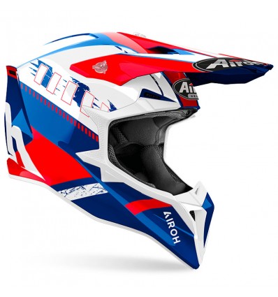 Casco Airoh enduro Wraaap Feel blu, bianco e rosso Casco Airoh enduro Wraaap Feel blu, bianco e rosso