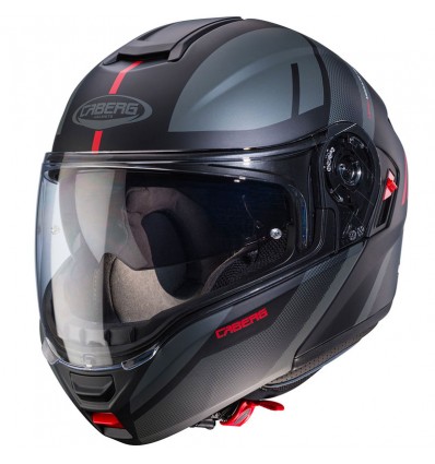 Casco Caberg Levo-X Manta apribile doppia visiera nero, grigio e rosso opaco