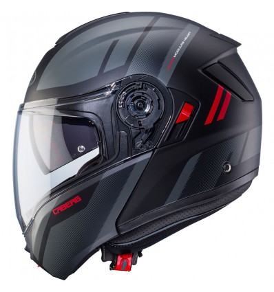 Casco Caberg Levo-X Manta apribile doppia visiera nero, grigio e rosso opaco Casco Caberg Levo-X Manta apribile doppia visiera nero, grigio e rosso opaco