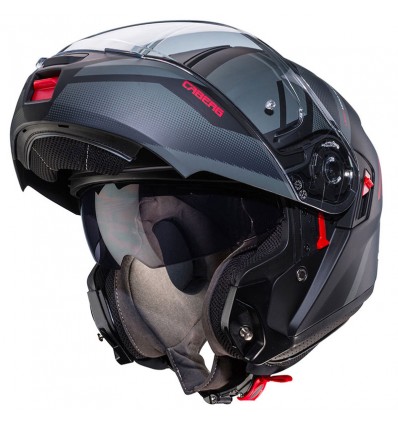 Casco Caberg Levo-X Manta apribile doppia visiera nero, grigio e rosso opaco Casco Caberg Levo-X Manta apribile doppia visiera nero, grigio e rosso opaco