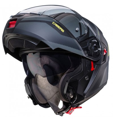 Casco Caberg Levo-X Manta apribile doppia visiera nero, grigio e giallo opaco Casco Caberg Levo-X Manta apribile doppia visiera nero, grigio e giallo opaco