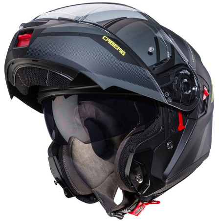 Casco Caberg Levo-X Manta apribile doppia visiera nero, grigio e giallo opaco Casco Caberg Levo-X Manta apribile doppia visiera nero, grigio e giallo opaco