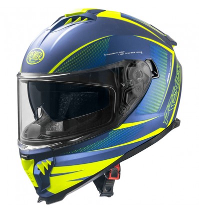 Casco integrale Premier Typhoon FR 12BM blu e giallo fluo opachi