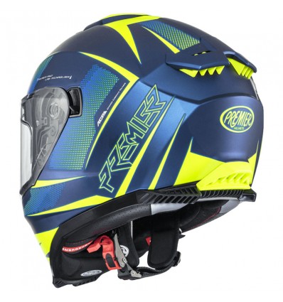 Casco integrale Premier Typhoon FR 12BM blu e giallo fluo opachi