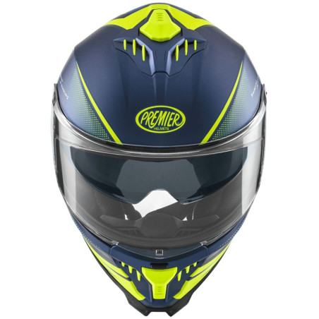 Casco integrale Premier Typhoon FR 12BM blu e giallo fluo opachi