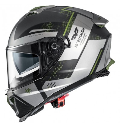 Casco integrale Premier Typhoon BA MILYBM grigio, nero e verde militare Casco integrale Premier Typhoon BA MILYBM grigio, nero e verde militare
