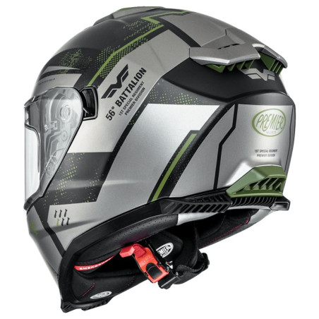 Casco integrale Premier Typhoon BA MILYBM grigio, nero e verde militare Casco integrale Premier Typhoon BA MILYBM grigio, nero e verde militare