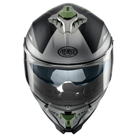 Casco integrale Premier Typhoon BA MILYBM grigio, nero e verde militare Casco integrale Premier Typhoon BA MILYBM grigio, nero e verde militare
