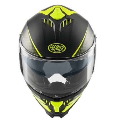 Casco integrale Premier Typhoon FR Y9BM nero e giallo fluo opaco Casco integrale Premier Typhoon FR Y9BM nero e giallo fluo opaco