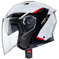 Casco Jet Caberg Flyon II Boss bianco, nero e rosso Casco Jet Caberg Flyon II Boss bianco, nero e rosso