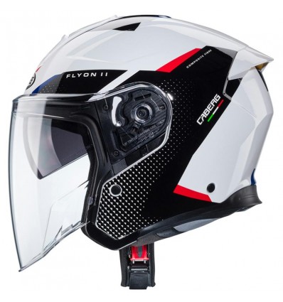 Casco Jet Caberg Flyon II Boss bianco, nero e rosso Casco Jet Caberg Flyon II Boss bianco, nero e rosso