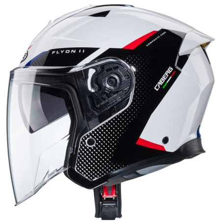 Casco Jet Caberg Flyon II Boss bianco, nero e rosso Casco Jet Caberg Flyon II Boss bianco, nero e rosso
