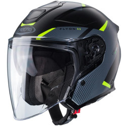 Casco Jet Caberg Flyon II Boss nero opaco, grigio e giallo fluo Casco Jet Caberg Flyon II Boss nero opaco, grigio e giallo fluo