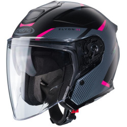 Casco Jet Caberg Flyon II Boss nero opaco, grigio e fucsia fluo Casco Jet Caberg Flyon II Boss nero opaco, grigio e fucsia fluo