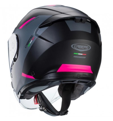 Casco Jet Caberg Flyon II Boss nero opaco, grigio e fucsia fluo Casco Jet Caberg Flyon II Boss nero opaco, grigio e fucsia fluo