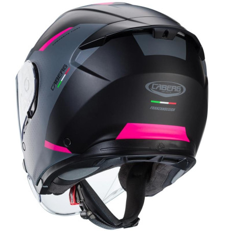 Casco Jet Caberg Flyon II Boss nero opaco, grigio e fucsia fluo Casco Jet Caberg Flyon II Boss nero opaco, grigio e fucsia fluo
