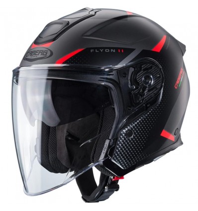 Casco Jet Caberg Flyon II Boss nero opaco, grigio e rosso Casco Jet Caberg Flyon II Boss nero opaco, grigio e rosso