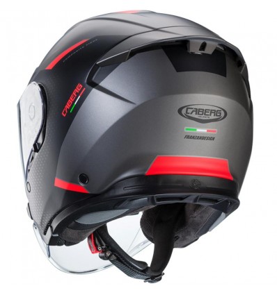 Casco Jet Caberg Flyon II Boss nero opaco, grigio e rosso Casco Jet Caberg Flyon II Boss nero opaco, grigio e rosso