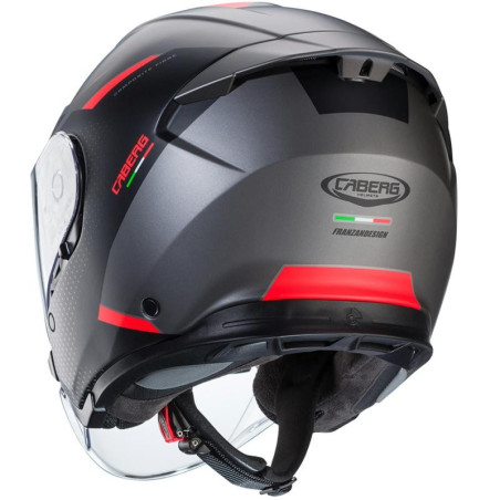 Casco Jet Caberg Flyon II Boss nero opaco, grigio e rosso Casco Jet Caberg Flyon II Boss nero opaco, grigio e rosso