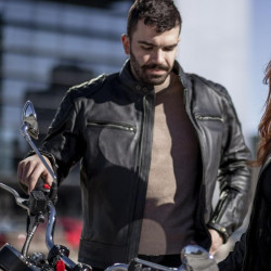 Giacca da moto in pelle Moore Race 2 nera Giacca da moto in pelle Moore Race 2 nera