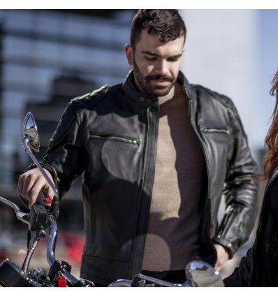 Giacca da moto in pelle Moore Race 2 nera Giacca da moto in pelle Moore Race 2 nera